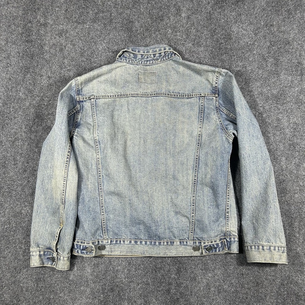 Vtg GAP Denim Jacket Mens L Trucker Y2K Grunge Americana USA Punk - Picture 7 of 8